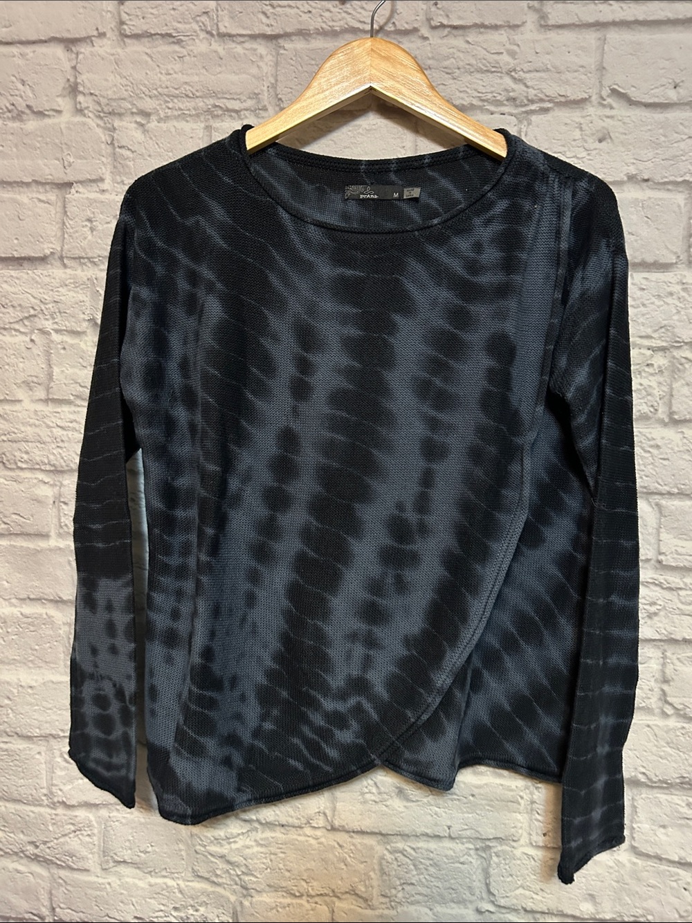 Prana Juliana Black and Blue Animal Print/Tie-Dye Long Sleeve Sweater